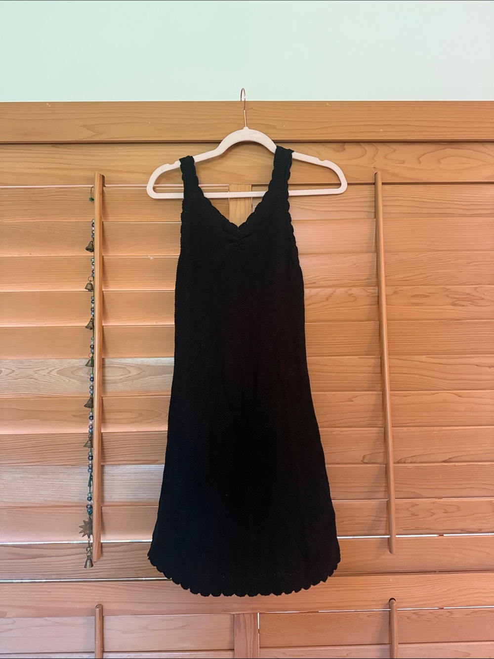 Classic Black Mini Dress with Scallop Hem